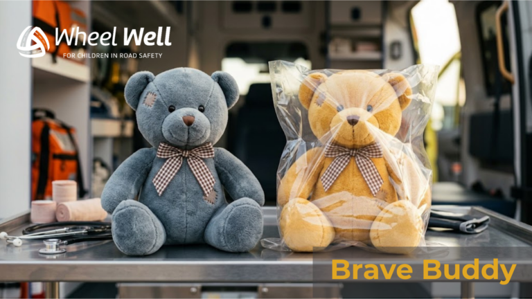 Wheel Well Brave Buddies soft plush bears designed for prehospital paediatric trauma care in South African ambulances.